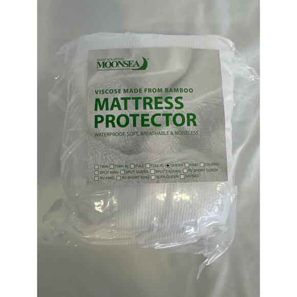 Queen Size Mattress Protector Waterproof, Viscose Terry Mattress Cover- White - Picture 1 of 4